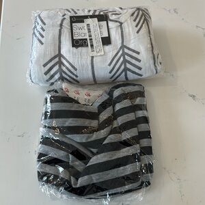 NWT Organic swaddle blankets and nursing scarf/ car seat cover
